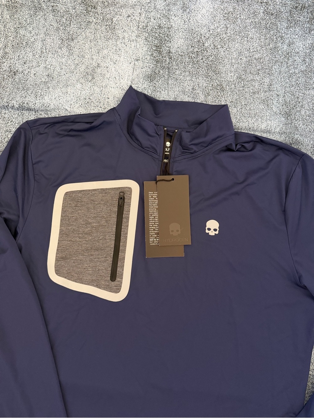 Hydrogen Men's Long Sleeve Golf Pullover in Navy Blue Size Large NWT